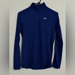 Under Armour Dark Blue Semi-Fitted Quarter Zip Athletic Long Sleeve Top